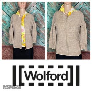 Wolford Nadi Zipper Metallic Gold Jacket Cardigan
